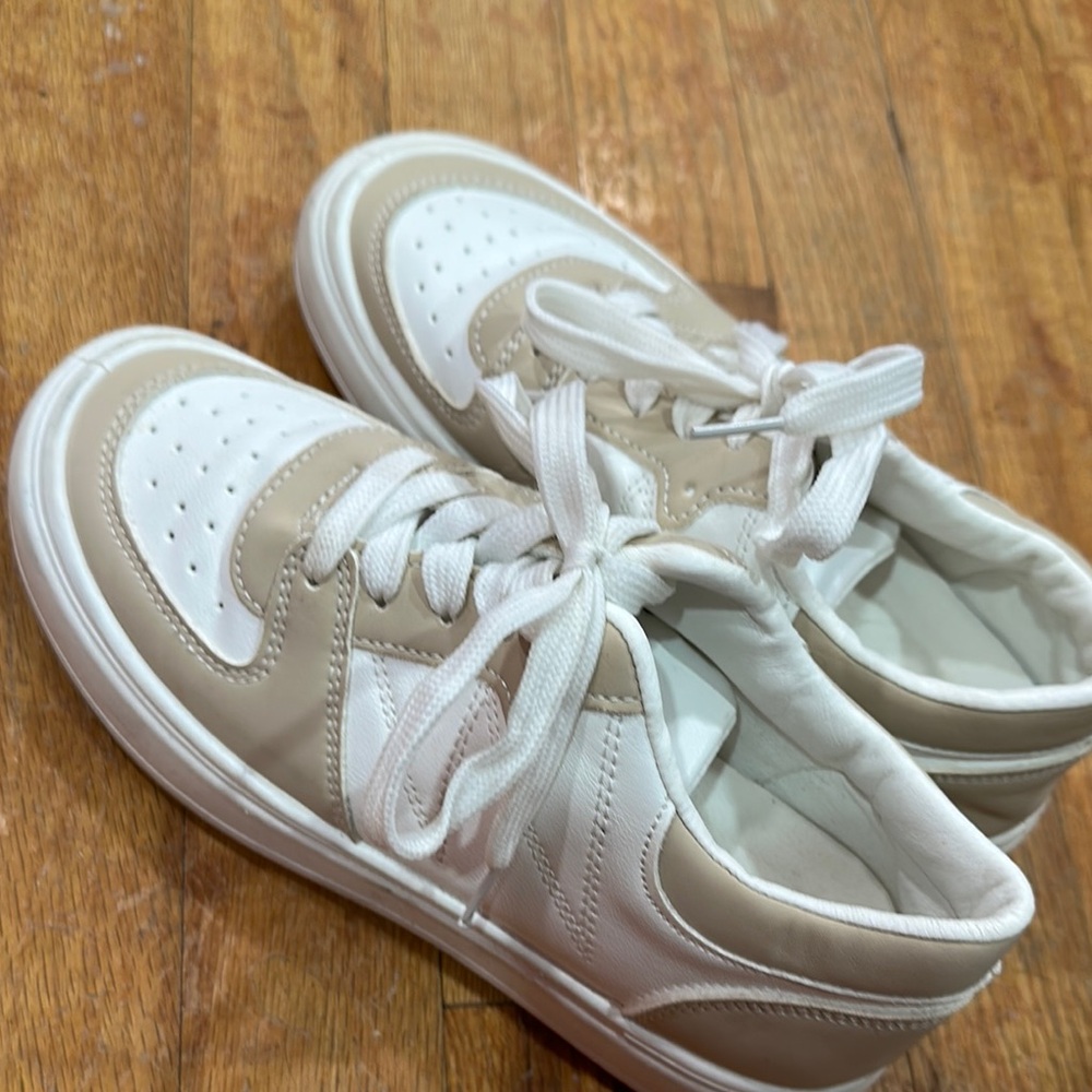 Kids Tan and White Sneakers